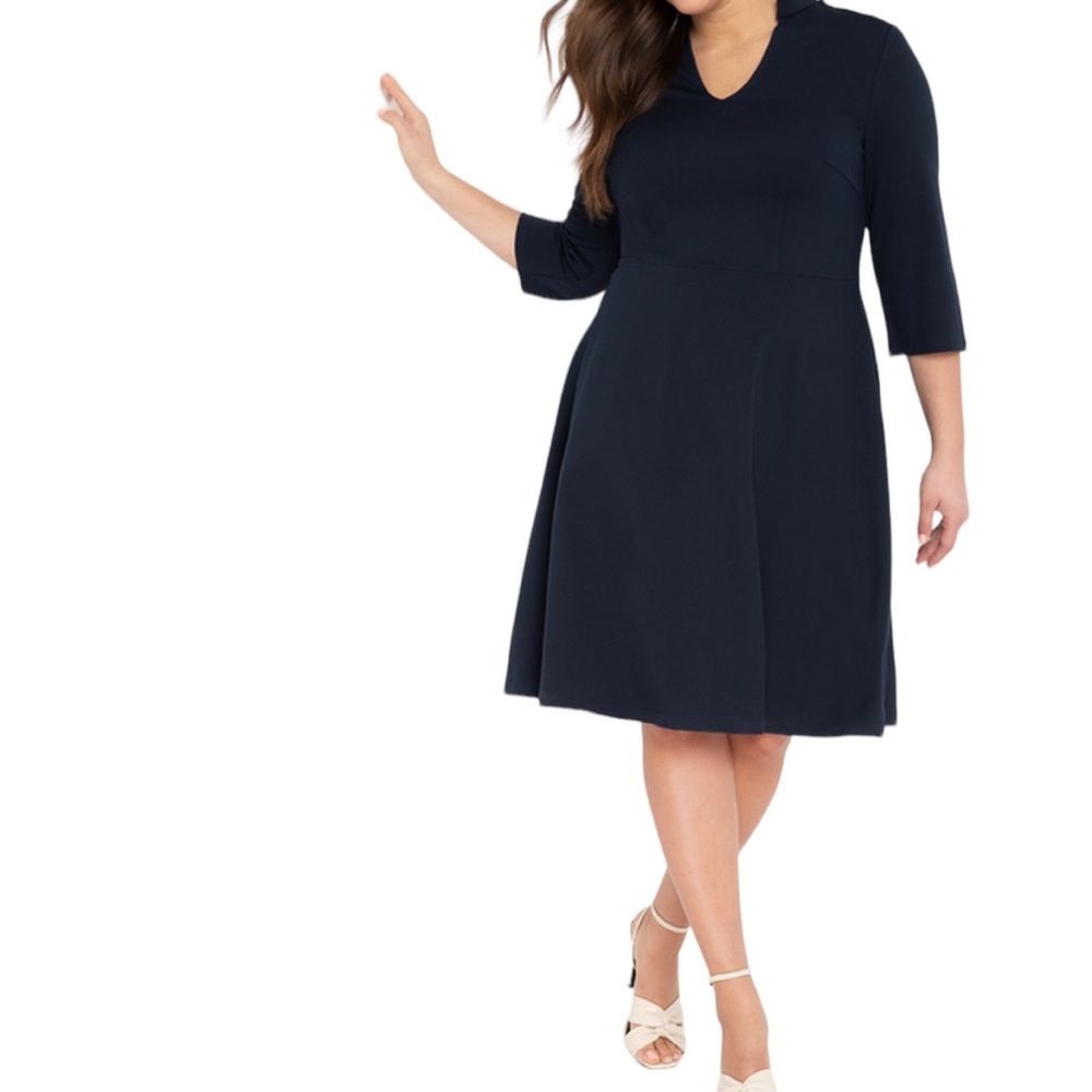 Eloquii Navy Blue Knit Aline Fit and Flare Dress 22
